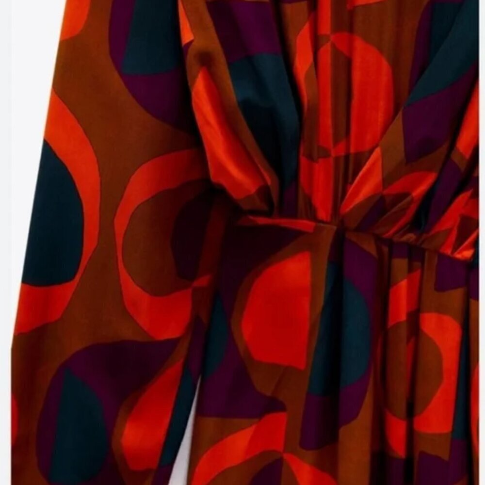 Zara Retro Geometric Print Midi Dress Size Medium NEW WITH TAG! - Picture 12 of 12